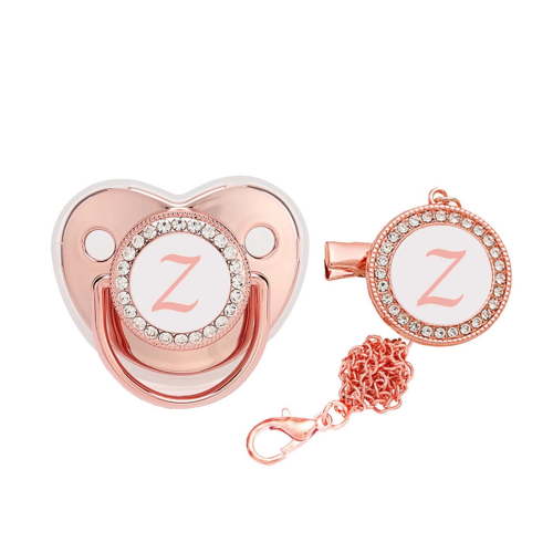 Odeerbi Pacifier 26 Letter Name Initials Clip Silicone Golden Shiny Z