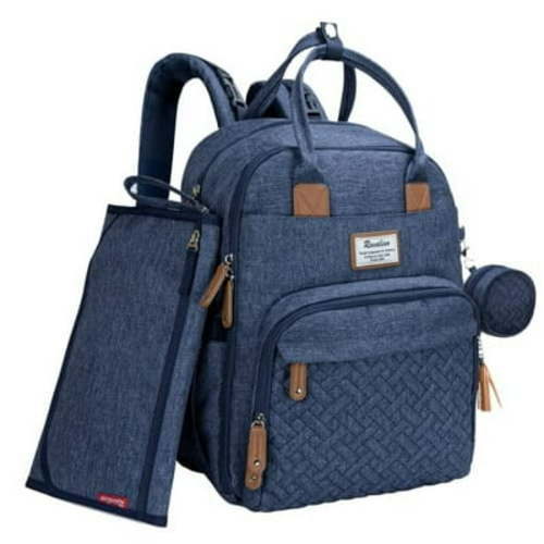 Ruvalino Baby Diaper Bag Backpack with Pacifier Holder, Multifunctional Travel Bag, Denim Blue, Large