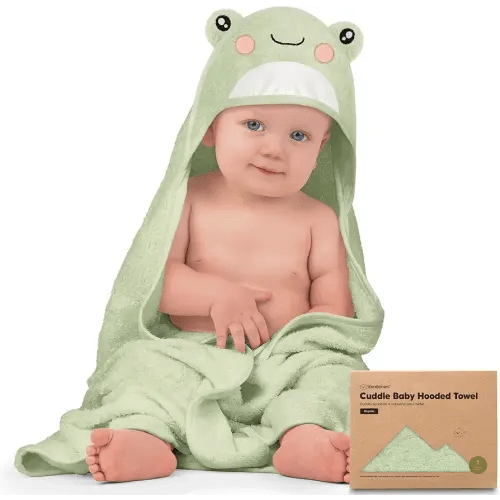 KeaBabies Baby Hooded Towel - Viscose Derived from Bamboo Baby Towel, Toddler Bath Towel, Infant Towels, Large Hooded Towel, Organic Baby Towels with Hood for Girls, Babies, Newborn Boys (Frog)