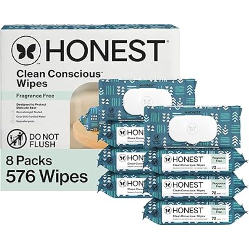 The Honest Company Hypoallergenic Multi-Use Baby Wipes for Sensitive Skin, Balance Blues, 576 Count