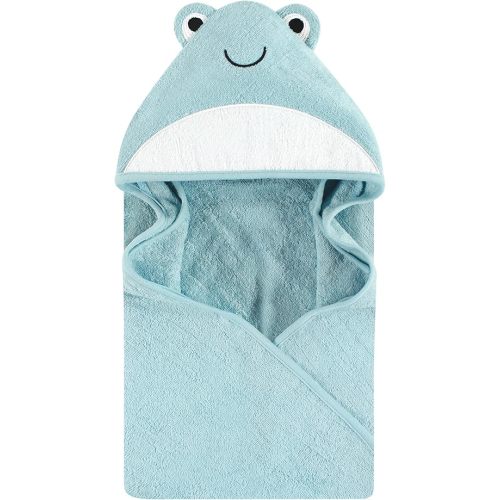 Hudson Baby Unisex Baby Cotton Animal Face Hooded Towel, Cool Frog, One Size