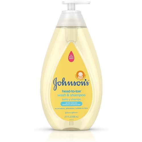 Johnson's Head-to-Toe Gentle Tear-Free Baby & Newborn Wash & Shampoo, Sulfate-, Paraben- Phthalate- & Dye-Free, Hypoallergenic Wash for Sensitive Skin & Hair, 27.1 fl. Oz
