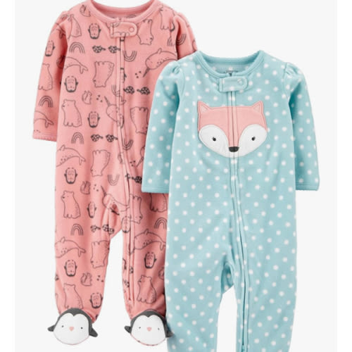 Simple Joys by Carter's Baby Girls' Fleece Footed Sleep and Play, Pack of 2