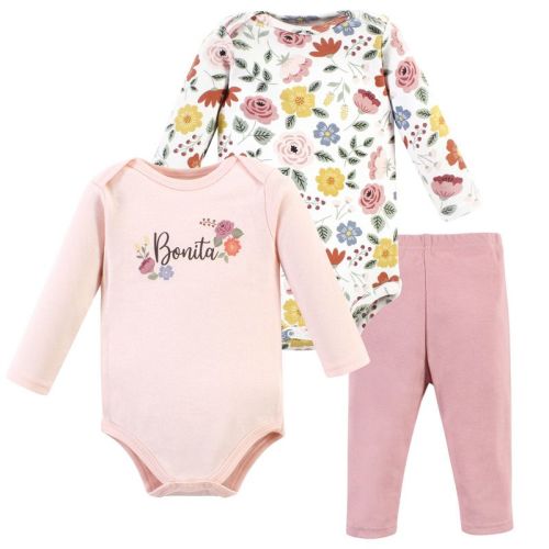 Hudson Baby Infant Girl Cotton Bodysuit And Pant Set, Bonita Long Sleeve, 3-6 Months