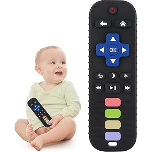 Chuya Baby Teether Toy Chew Toy for Babies 3-24 Months TV Remote Control Shape Teething Relief Baby Toys for Infants (Black)