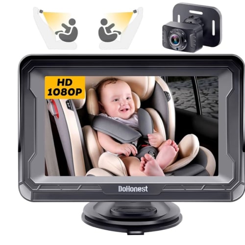 DoHonest Baby Car Camera HD 1080P - Rear-Facing Car Baby Monitor with Night Vision, Adjustable View Angle, Easy Setup, Anti-Glare Display, Safety for Kids & Infants