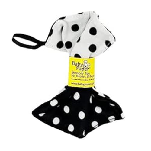 Baby Paper Original Crinkle Teether & Sensory Toy for Babies & Infants | White Black Dot