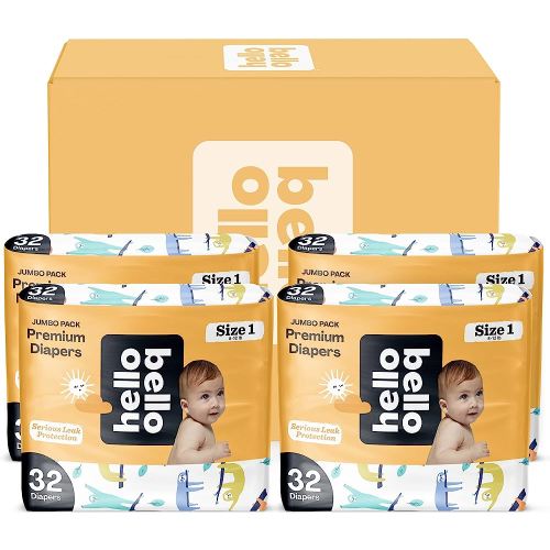 Hello Bello Premium Baby Diapers Size 1 I 128 Count of Disposable, Extra-Absorbent, Hypoallergenic, and Eco-Friendly Baby Diapers with Snug and Comfort Fit I Surprise Girl Patterns
