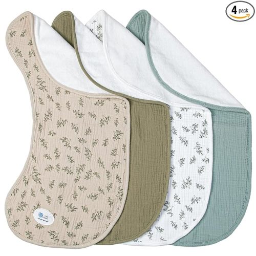 lulumoon Muslin Burp Cloths for Babies: 100% Soft Cotton Large Burping Cloths - Neutral Baby Burp Rags for Boy and Girl - Absorbent Burp Cloth for Spit-Ups 4 Pack