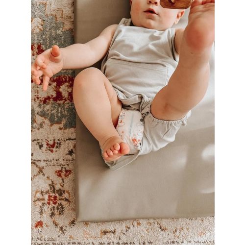 günamüna Unisex Baby, Toddler Ultra-Soft Bamboo Fleece Daytime Bubble Jumpsuit w/Diaper Zipper for Easy Changing - Parent - Dew - 3-6 Months