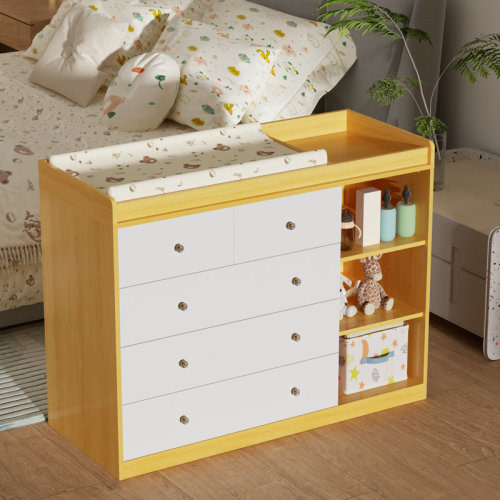 Isabelle & Max™ 47.24'' Nursery Dresser With Baby Changing Table, Diaper Changing Tables For Nursery With 5 Drawers & Shelves, Changing Station Nursery Organizer For Bedroom | Wayfair