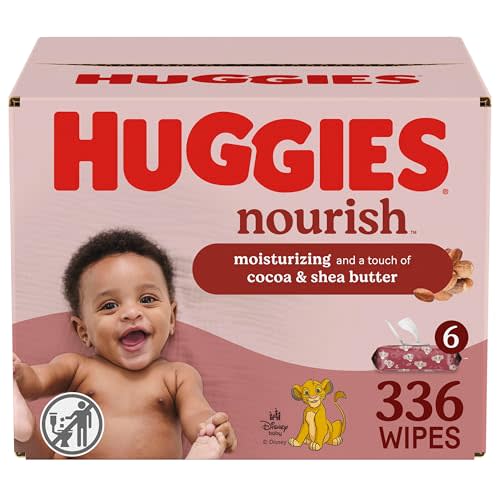 Huggies Nourish Scented Baby Wipes, 6 Push Button Packs (336 Wipes Total)