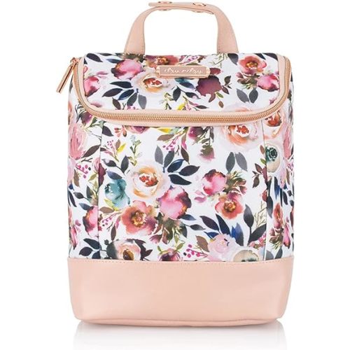 Itzy Ritzy Insulated Bottle Bag – Keeps Bottles Warm or Cool - Holds 3 Bottles & Features Interior Pocket for Ice Pack (Not Included), Blush Floral