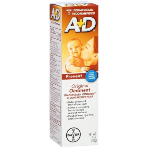 A+D Original Diaper Rash Ointment, Baby Skin Moisturizer and Protectant with Vitamins A and D - 4oz
