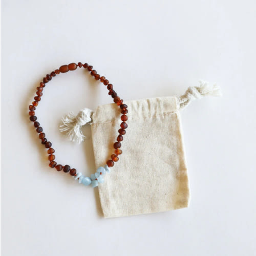 Raw Cognac Baltic Amber + Aquamarine || Necklace – CanyonLeaf