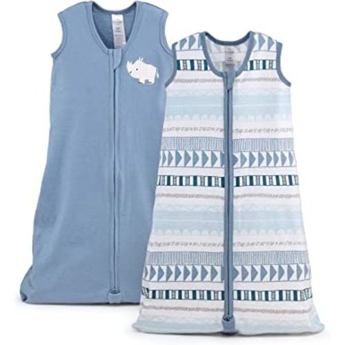 The Peanutshell Wearable Blanket Sleep Sack for Baby Boys or Girls, Blue Rhino & Tribal Stripe, Sizes up to 12 Months (Small/Medium)