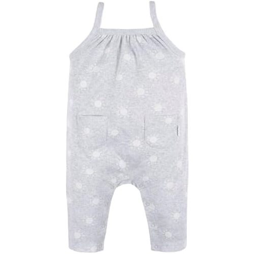 Gerber Baby Girls Sleeveless Cotton Long-Leg Romper Jumpsuit