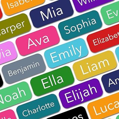 Personalized Name Labels (100 Labels) (0.9'' x 0.4'') Small Custom Name Stickers - Waterproof Name Labels for Kids, Toddlers and Parents