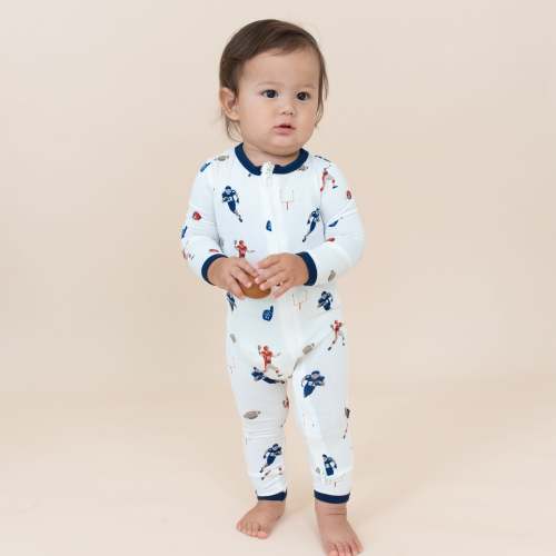 Zippered Romper in Football