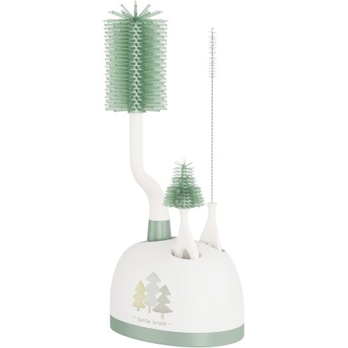 Silicone Bottle Brush Set with Stand, Bottle Cleaning Brush Cleaner Set, Long Handle 3 in 1 Multipurpose Silicone Baby Bottle Straw Cleaner Brush (Sage Green)