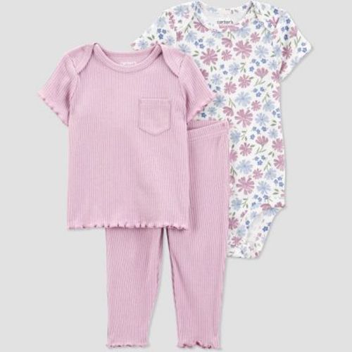 Carter's Just One You®️ Baby Girls' Floral Printed Top & Bottom Set - Mauve 6m