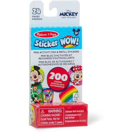 Melissa & Doug Sticker Wow!™ Mini Activity Pad and 200+ Refill Stickers for Stamper Arts and Crafts Fidget Toy Collectibles – Assorted Disney