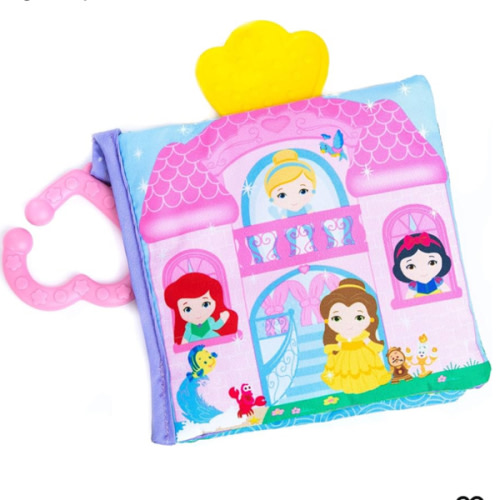 Disney Kids Preferred Baby Princess Soft Book with Teether Toy & Crinke Pages - Picture Book for Newborns