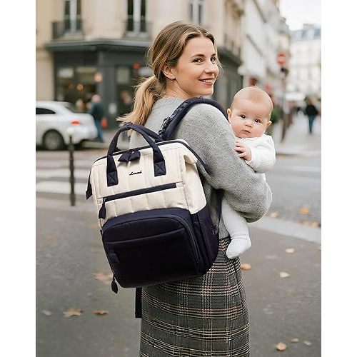 LOVEVOOK Puffer Diaper Backpack, Lightweight Baby Bag with Changing Pad, Diaper Bag for Mom Dad with Stroller Buckles