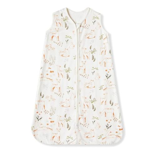 TILLYOU Baby Sleep Sack 0-6 Months TOG 1.5, 100% Cotton Soft Double Zipper Warm Sleeping Sack, Mischievous Deer