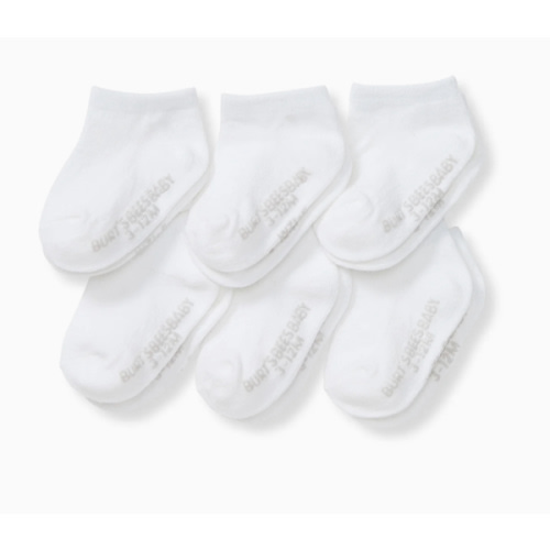 Solid Organic Cotton Baby Ankle Socks 6 Pack