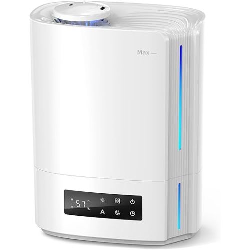 BREEZOME 6L Humidifiers for Bedroom Large Room & Essential Oil Diffuser, Ultrasonic Top Fill Cool Mist Humidifiers for Baby, Plants, Nursery Last up to 60 Hours, Smart Humidistat Control, Quiet, White