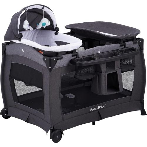 Pamo Babe Portable Playpen Foldable Playard for Baby and Toddler Mattress, Changing Table for Newborn Portable Playard