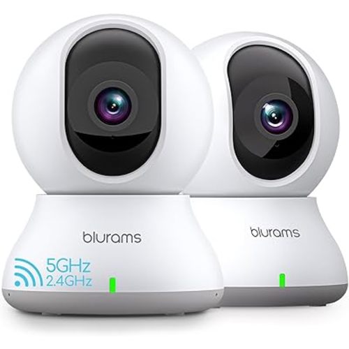 blurams Security Camera 2K, Baby Monitor Dog Camera 360-degree for Home Security (White-2Pack)