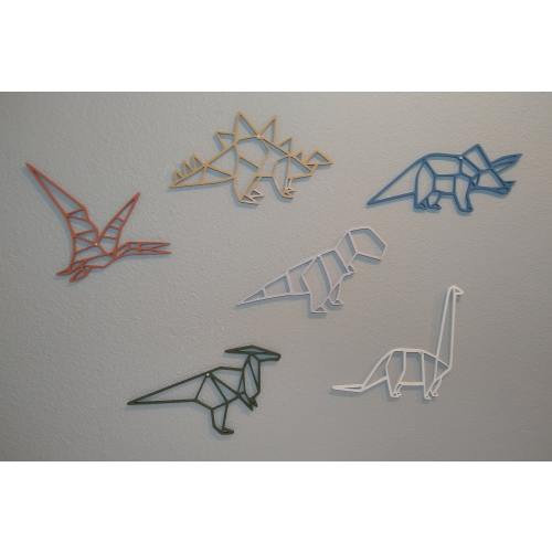Geometric Dinosaur Outline Set / Wall Decor / 6 Piece Set / 3D Printed