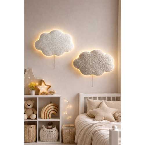 Boucle Cloud Night Light, Nursery Wall Decor, Battery Operated Lamp