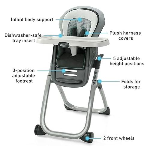 Graco DuoDiner DLX 6 in 1 High Chair | Converts to Dining Booster Seat, Youth Stool, and More, Mathis