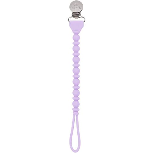 Itzy Ritzy Silicone Pacifier Clip 100% Food Grade Silicone Pacifier Strap with Clip Keeps Pacifiers, Teethers & Small Toys in Place Features One-Piece Design & Silicone Cord (Purple)