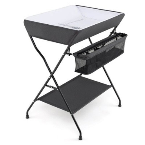 Costway Baby Infant Changing Table Folding Diaper Station Nursery with Storage Black