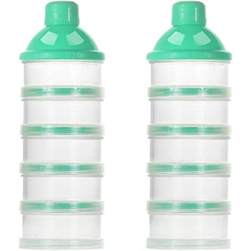 Accmor Formula Dispenser On The Go, 5 Compartments Stackable Formula Container for Travel, Baby Milk Powder Kids Snack Container, BPA Free