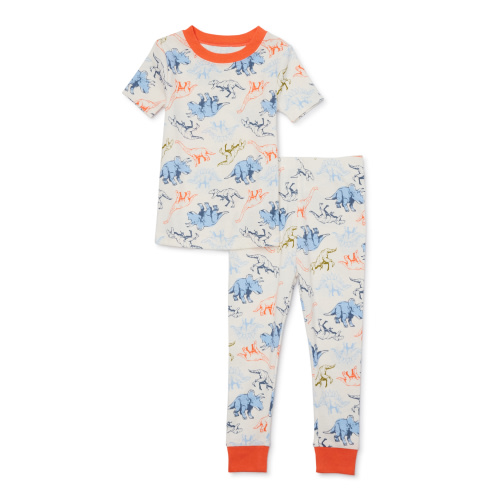 Wonder Nation Toddler Short-Sleeve Long Pants Snug-Fit Cotton Pajama Set, 2-Piece, Sizes 12M-5T