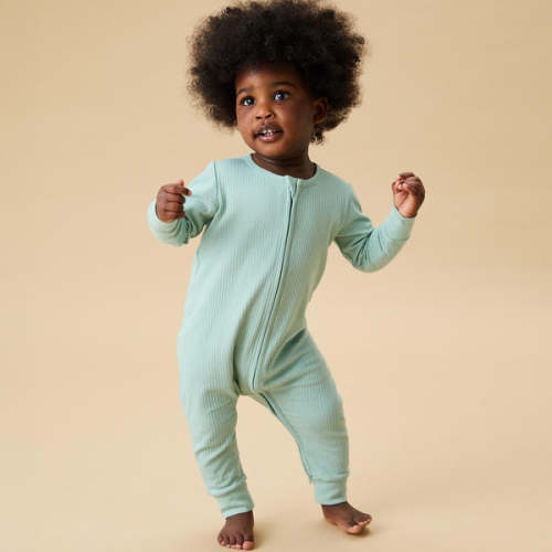 Ribbed Clever Zip Snug Fit Pajamas Ribbed Pine / 9 - 12 M