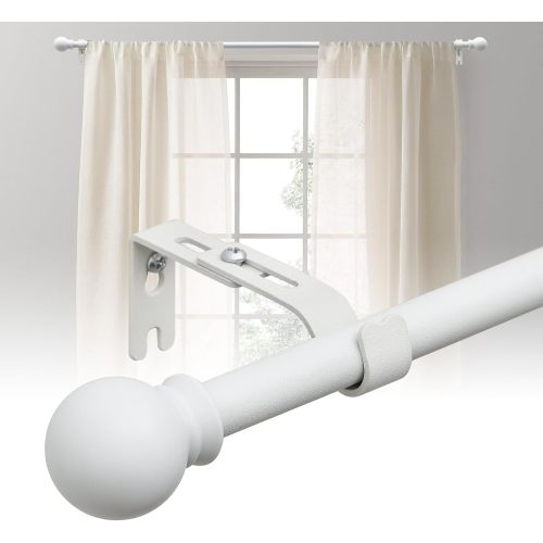 Adjustable White Curtain Rods, 28 to 64 Inch, 5/8 Inch Small, Easy Install