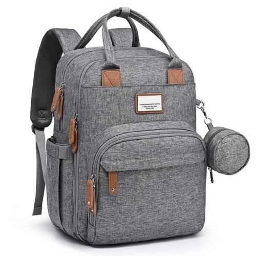 Diaper Bag Backpack - Waterproof, Multifunction with Changing Pad - Gray
