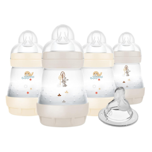 MAM 5oz Easy Start Anti-Colic Baby Bottles, Slow Flow with Bonus Medium Flow Nipple, Reduces Colic, Gas, & Reflux, Easy-to-Clean, BPA-Free, Baby Bottles for Newborns, 0-3 Months