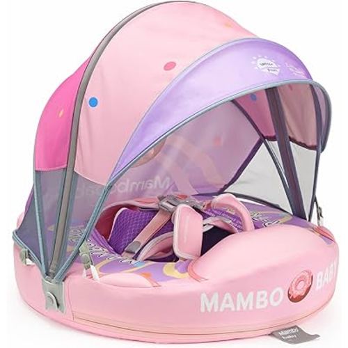3 Swim Method Add Bed More Comfortable Mambobaby Float with Tail and Canopy Non-Inflatable Baby Swim Float Mambo Float Smart Swim Trainer Infant Swim Pool Float Swim Ring for 3-24months Girls Boys