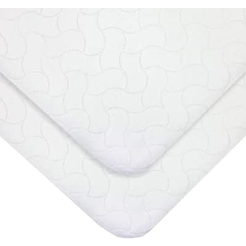 American Baby Company 2 Pack Waterproof Reusable Embossed Quilt-Like Flat Crib Protective Mattress Pad Cover for Babies, Adults and Pets, White
