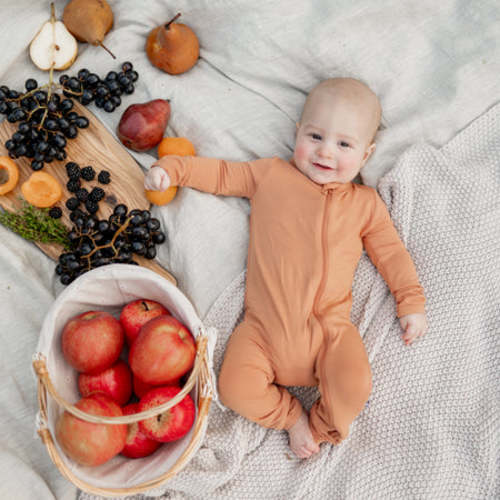 Zippered Romper in Apricot