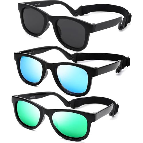 Flexible Polarized Baby Sunglasses with Strap Adjustable for Toddler & Newborn Infant 0-18 Months