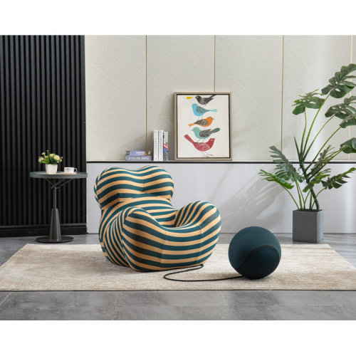 AllModern Valo 27.2 Wide Barrel Chair with Ottoman, Mordern Comfy Stripe Chair & Reviews | Wayfair