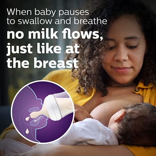 Philips AVENT Glass Natural Baby Bottle with Natural Response Nipple, Clear, 8oz, 4pk, SCY913/04 - 8 Ounce - 4 Pack